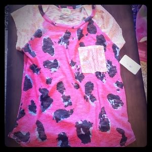 Fuchsia sequin leopard top